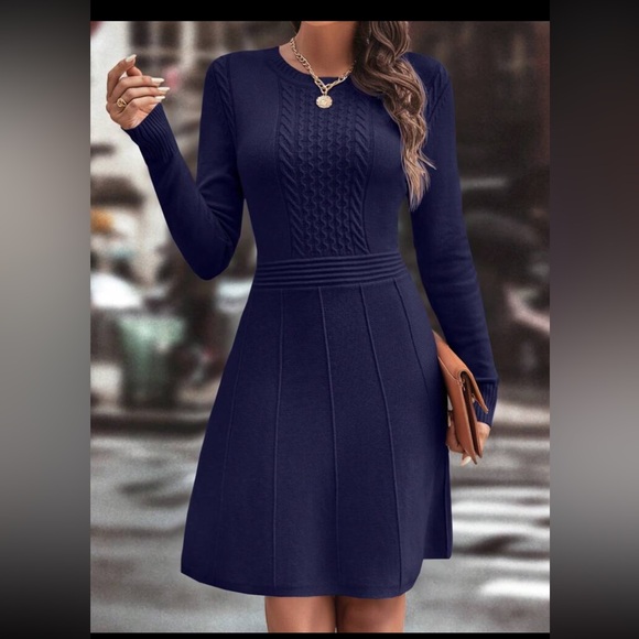 NWOT Cable Knit Seam Detail Sweater Dress - Picture 1 of 15